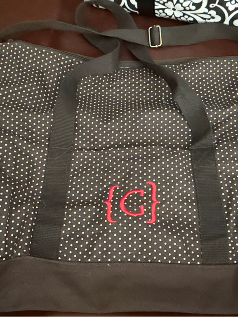 Thirty-One Polka Dot Weekend Tote with Pink “C” Monogram